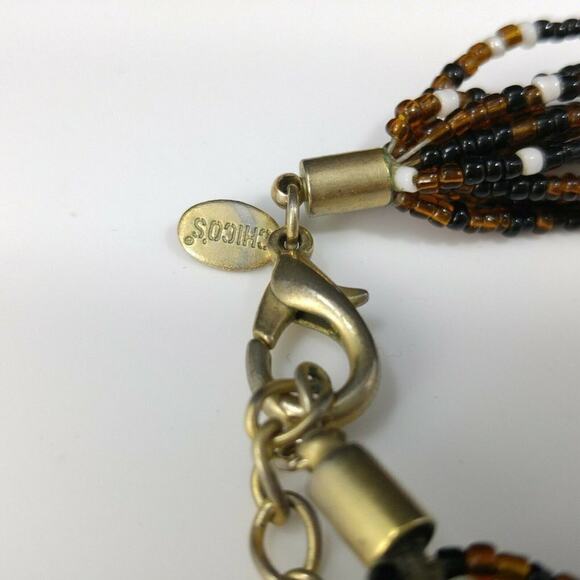 Chico's Boho Seed Bead Glass Multi-strand Necklace, Multicolored Natural Tones - Picture 5 of 9